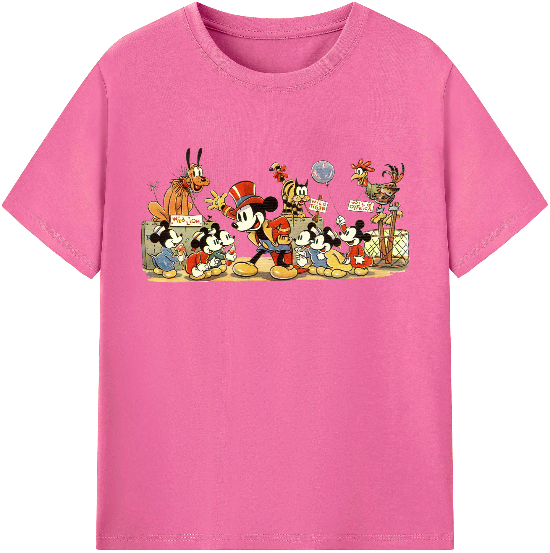 （画像用） ミッキーマウス Mickey Mouse レディースカジュアルプリントTシャツ（綿100％）